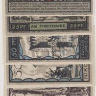 Neustettin-Pommern-Notgeld 25,25,50,50,75,75 Pfennig vom15.11.1021,6 Bilder