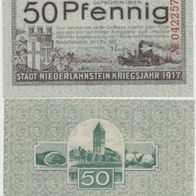 Niederlahnstein-Notgeld 50 Pfennig vom 01.05.1917 Kz. rot