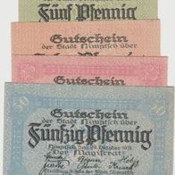 Nimptsch-Schlesien-Notgeld 5,10,25,50 Pfennig vom 29.10.1919,4 Scheine Rs. Kz.