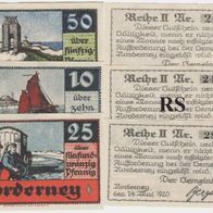 Norderney-Notgeld 10,25,50 Pfennig vom 14.05.1920, 3 Scheine