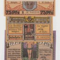 Nordhausen-Notgeld 25,25,50,50,75,75, Pf. vom 01,05,1921 ROLAND mit-Hülle 6 Scheine