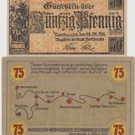 Nordhausen-Notgeld 50 Pf. vom 28.10.1919 und 75 Pfennig vom 01.03.1921, 2 Scheine