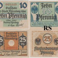 Nürnberg-Notgeld-10,25 Pfennig vom 01.05.1920, 2 Scheine