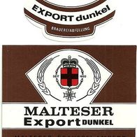 ALT ! Bieretikett "MALTESER EXPORT" Malteser Brauerei † 1993 Amberg Oberpfalz Bayern