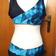 Bikini 2 teiliger Badeanzug Wickeloptik schwarz blau Gr 2 XL Nr 4