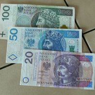 POLEN - 170 Zlotych - 100 Zl + 50 Zl + 20 Zl