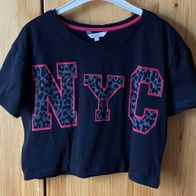 schwarzes kurzes T-Shirt Gr. S mit Aufdruck (5557)