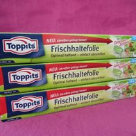 3x Toppits Frischhaltefolie 20 m 32,5 cm Easy-Cut-System selbsthaftend mit Säge