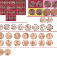 Austria Österreich alle 10 Euro Kupfermünzen UNC Neu : 27 Stück!