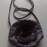 Tasche mit Blüte im Vorderteil Reißverschluß - dunkelbraun