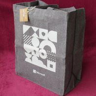 Einkaufs Beutel "Microsoft" grau Tasche Stoff Jute Leinen Tragetasche Schulter