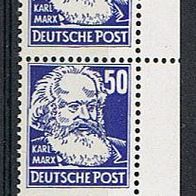 DDR MiNr. 337 vaXI Köpfe senkrechtes Doppelstück Ecke unten rechts postfrisch