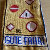 Buchhülle, gestickt, Handarbeit, Unikat, Gute Fahrt
