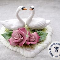 Capodimonte Porzellan * Schwan * 2 Schwäne am Rosenteich