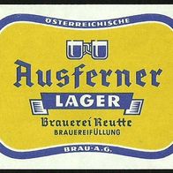 Bieretikett "Ausferner Lager" Brauerei Reutte † 1969 Österreichische Brau-AG Austria