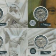 2 Euro Frankreich 2025 " Louvre " 4 verschiedene Coincards