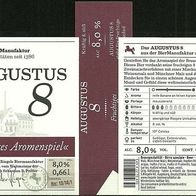 Bieretikett "AUGUSTUS 8 - Aromenspiel" Riegele BierManufatur Augsburg Bayern