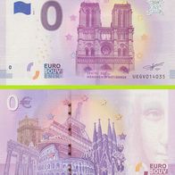 0 Euro Schein Tours de Notre-Dame de Paris UEGV 2018-1 selten Nr 16596