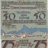 Ober-Ammergau-Notgeld 25,50,75 Pfennig vom 01.07.1921 schwarze Kz