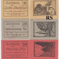 Obercunnersdorf-Notgeld-Girokasse 10,25,50 Pfennig bis 31.12.1919 -Rs. Ansichten