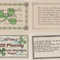 Oberdorla-Notgeld-25 Pfennig eine halbe Mark mit ovalem und runden Stempel