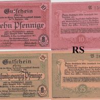 Oelsnitz-Notgeld 10,25 Pfennig vom 06.05.1917 bis31.12.1918, 2 Scheine