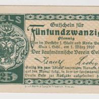 Oels-Schlesien-Notgeld 25 Pfennig vom 01.03.1920
