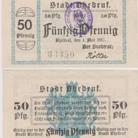 Ohrdruf-Notgeld. 25 Pfennig blau vom 01.5,1917 mit Stempel und Kz.33350