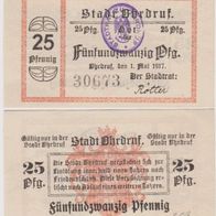 Ohrdruf-Notgeld. 25 Pfennig vom 01.5,1917 mit Stempel und Kz.30673