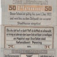 Oldenburg-Notgeld, 25,50,75, Pf. und 1 Mark bis 01.1.1922, 4 Scheine,