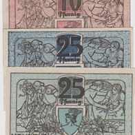 Oldenburg-Notgeld 10,25,25 . Pfennig bis 01.12.1915, schwarze und rote Kz