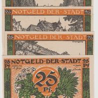 Oranienbaum-Notgeld 4x25 Pfennig bis 31.03.1922, 4 Scheine