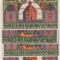 Oranienbaum-Notgeld 4x50 Pfennig bis 31.03.1922 ,4 Scheine