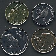 Sambia - Zambia - Lot Umlaufmuenzen von 2012 - 5, 10, 50 Ngwee + 1 Kwacha - unz
