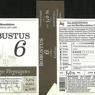 Bieretikett "ROBUSTUS 6 - kräftiges Vergnügen" Riegele BierManufatur Augsburg Bayern