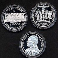 Vatikan Silber 2 x 10 000 Lire 1998 Hl. Jahr 2000 "Abendmahl u. Kreuzigung"