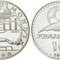Frankreich 10 Francs 1997 Silber PP/ Proof "XVI. Fußball-WM 1998" Deutschland