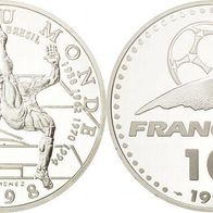 Frankreich 10 Francs 1998 Silber PP/ Proof "XVI. Fußball-WM 1998" Brasilien