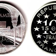 Frankreich 100 Francs = 15 Ecus 1995 Silber Proof, Alhambra in Granada