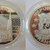 Frankreich 100 Francs = 15 Ecus 1996 Silber PP, Stephansdom in Wien