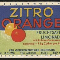 ALT ! DDR Getränke-Etikett VEB Getränkebetrieb Bernburg Salzlandkreis Sachsen-Anhalt