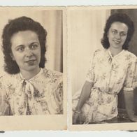 2 alte Fotos Vintage. Hübsche junge Frau . (G6 )