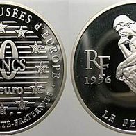 Frankreich 10 Francs = 1 1/2 Euro 1996 PP/ Proof "Le Penseur" von Rodin