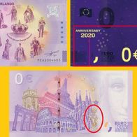0 Euro Schein Monarchs of the Netherlands PEAS 2020-12 Anniversary selten Nr 4603
