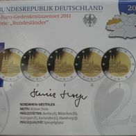 5 x 2 Euro Kölner Dom Satz 2011- ADFGJ -Blister PP-Polierte Platte