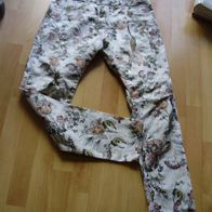 Please Hose beige braun mit Blumen Muster S/ M
