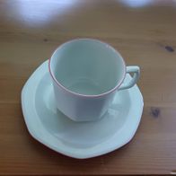 1 x Seltmann Weiden Bavaria W. Germany Kaffeeset, weiß, mit rotem Rand