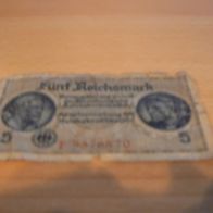 Banknote Geldschein 5 Reichsmark (Zustand akzeptabel)