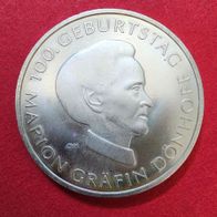 10 Euro zum 100. Geburtstag Marion Gräfin Dönhoff 2009 in 925er Silber