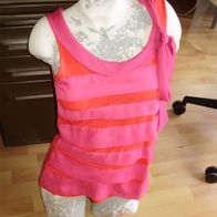 Mango Top pink orange Schluppe ausgefallen M